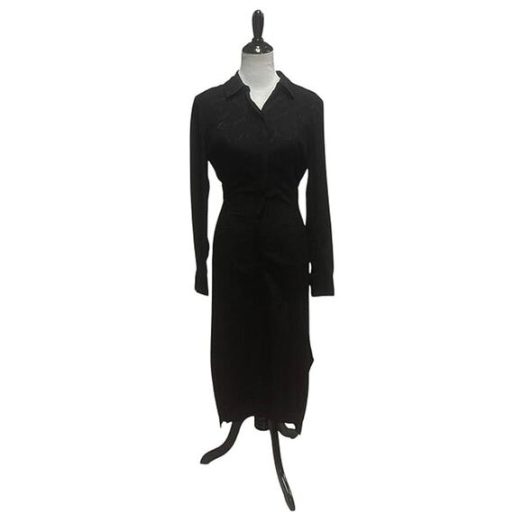 ALLSAINTS Tilly Valentine Woven Long Sleeve Midi Dress Black EUC Size Medium - Picture 3 of 10
